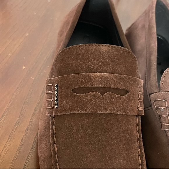COACH MOTT DRIVER DARK MAHOGANY Men's Suede Loafers driving shoes size 9D NIb - Picture 7 of 12